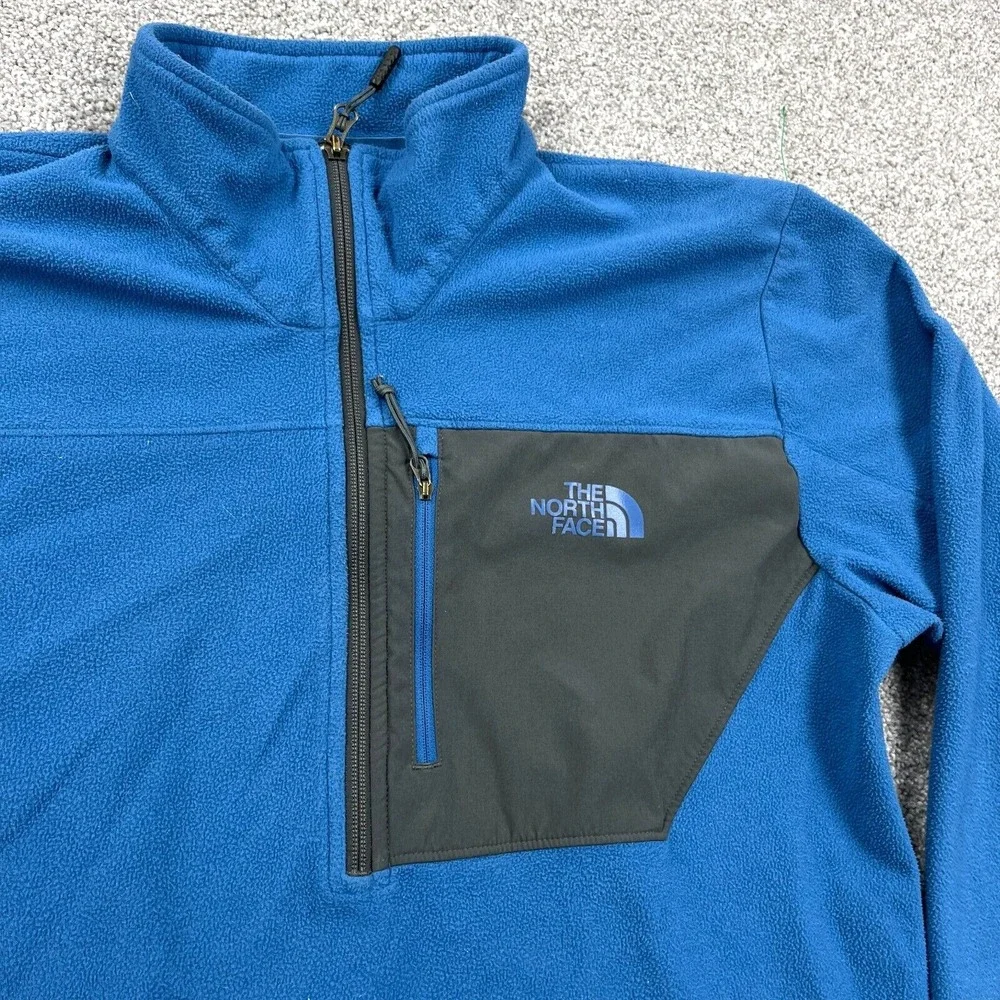 North‎ Face Sweate Men Large Blue Pullover Half  Zip Fleece Jacket Layer Hiking